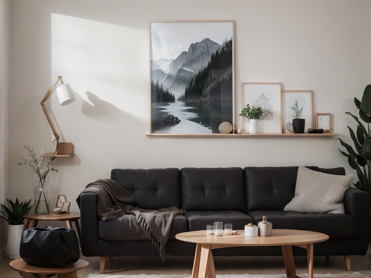 Modern, sunlit living room staged to maximize san diego home value.